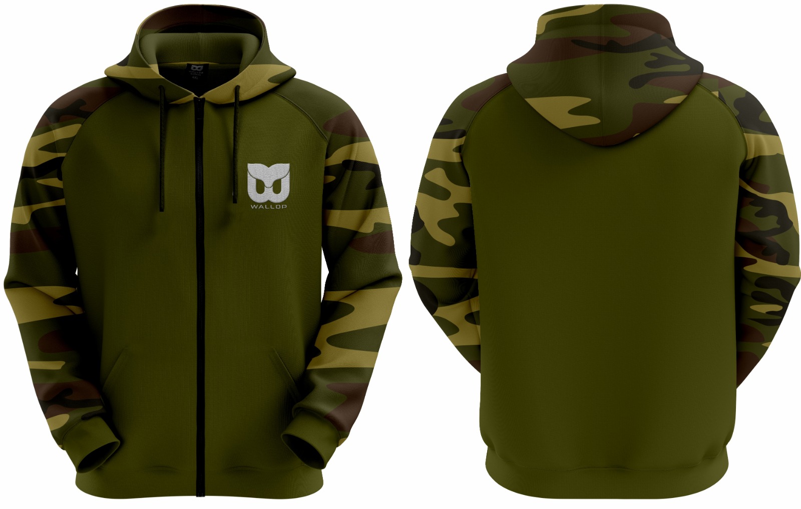  pre order camo hybrid zip thru hoody wallop